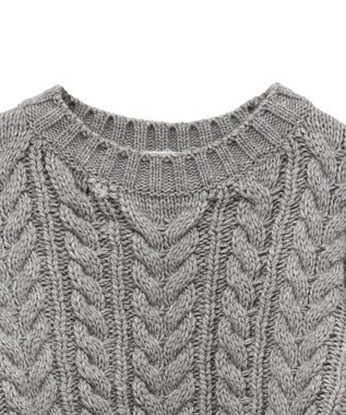 Green Parks フリンジスリーブショート丈ケーブルニット Light Gray