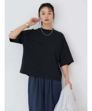 AMERICAN HOLIC モックネック５分袖カットプルオーバー Black