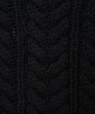 Green Parks フリンジスリーブショート丈ケーブルニット Black
