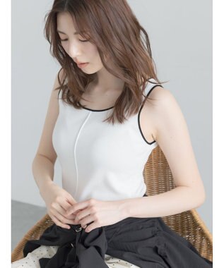 Te chichi 【接触冷感/マシンウォッシャブル】バイカラー2WAYニットタンクトップ