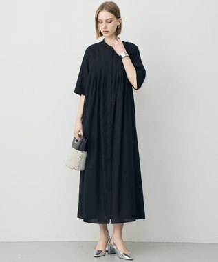 ICB 【先行予約】リネンスラブローン シャツワンピース ブラック