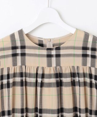 自由区 【カタログ掲載・洗える】シアーブライトチェック ワンピース ベージュ