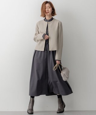 23区 L 【洗える】TWマットクロス シャツワンピース グレー系