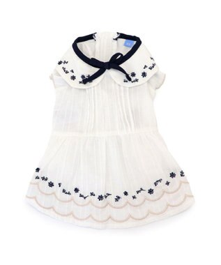 PET PARADISE ペットパラダイス エンブロイダリー ワンピース 小型犬 ホワイト×ブラック