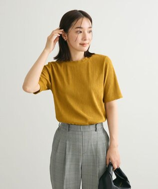 Green Parks プリーツ５分袖プルオーバー Yellow