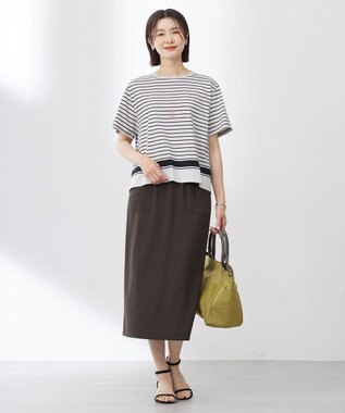J.PRESS LADIES L 【WEB限定カラーあり・洗える・接触冷感・吸水速乾】Lightジョーゼット ナロー スカート ダークブラウン系