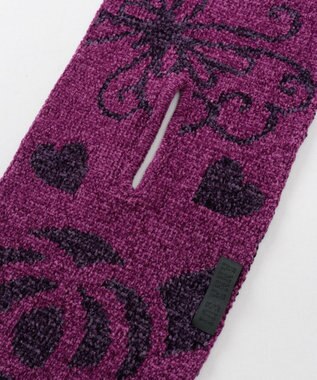 AURORA 【 ANNA SUI（アナ スイ）】マイメロディ&クロミ 刺しゅうブローチ付きモールニットマフラー パープル