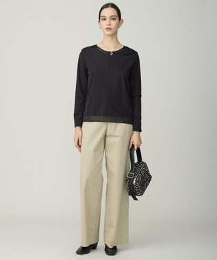 ICB L イージージョーゼット シアーレイヤードカットソー ブラック