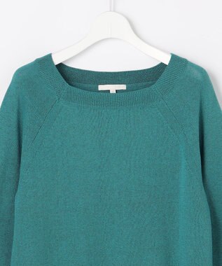 自由区 【アンサンブル対応】ペーパーコットンスクエアネックニット プルオーバー ターコイズ