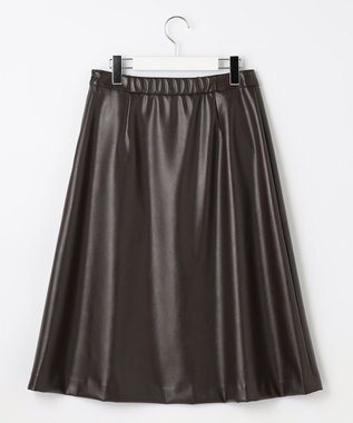J.PRESS LADIES 【洗える】シンセティックマットleather スカート ブラウン系