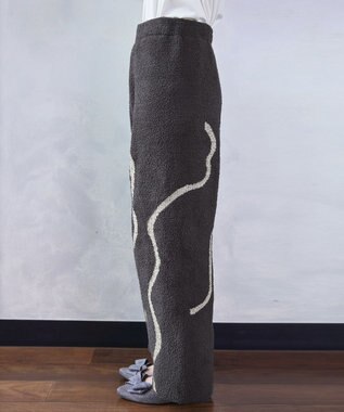 Tiaclasse ふわもちニュアンス配色ニットパンツ チャコールグレー