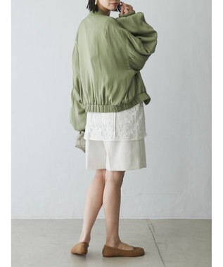 Green Parks AnriettMusee シャーリングスリーブＴシャツ＋レースキャミソールＳＥＴ Off White