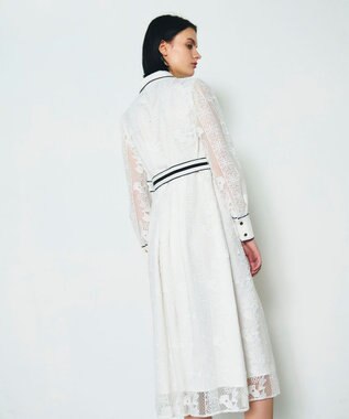 GRACE CONTINENTAL ストライプフラワー刺繍ワンピース ホワイト