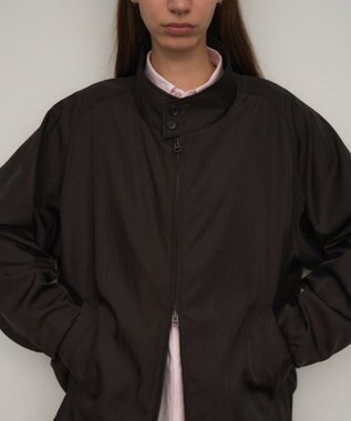 ATON NYLON TWILL | オーバーサイズハリントンジャケット DARK BROWN