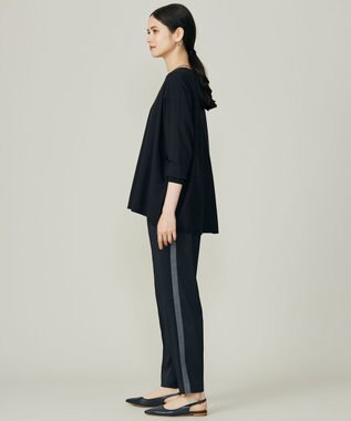 自由区 【カタログ掲載】ウールライクストレッチテーパード パンツ ネイビー×チャコール