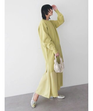 Green Parks ＳＥＴ２点　ニットチュニック＋キャミワンピース Lime Green