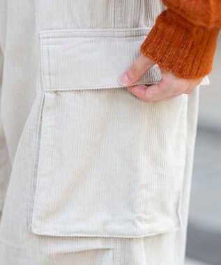 WEGO 【ウエストゴム/MLサイズ展開】イージーコーデュロイカーゴパンツ ライトベージュ
