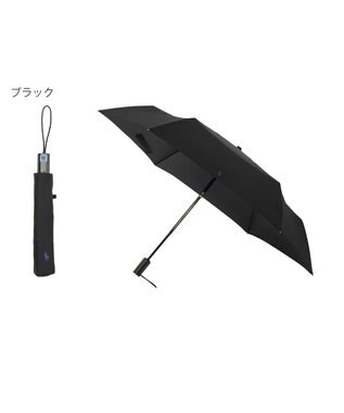 MOONBAT 【自動開閉】POLO RALPH LAUREN 折りたたみ傘  メンズ プレーン ワンポイント刺繍 大きめ60cm ブラック
