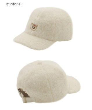 MOONBAT PAUL & JOE ACCESSOIRES ネコワッペン付ボアキャップ オフホワイト