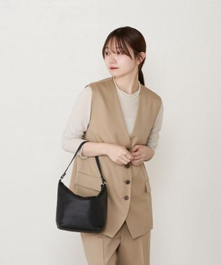 russet 《3/4～価格改定》ソフトレザーシンプルショルダーバッグ(CE-1328-WEB) Black2