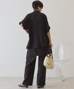 AMERICAN HOLIC 【先行予約】【イージーケア】リネンライク半袖ジャケット Black
