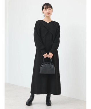 earth music&ecology Ｓｅｔ２点クロスニット＋ノースリーブニットワンピース Black