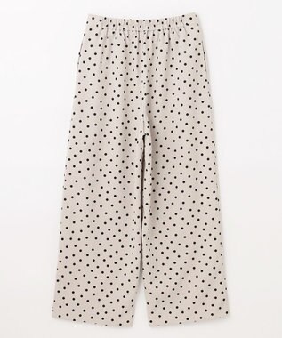 ANY L 【洗濯機可能/ウエストゴム/ポケット付】リネンライク ドット柄パンツ ベージュベース