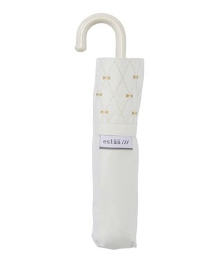 MOONBAT estaa 晴雨兼用 折りたたみ傘 リボンプリント 日傘 遮光 遮熱 UV オフホワイト