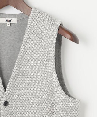 JOSEPH ABBOUD 【キングサイズ・清涼感】洗える！ストローヤーンニット ベスト ライトグレー系