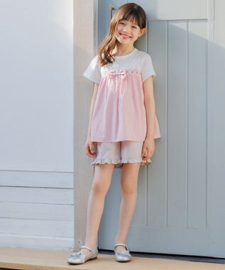 組曲 KIDS 【150-170㎝】 フラワーリボンチュニック ピンク