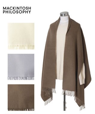MOONBAT MACKINTOSH PHILOSOPHY ウール100%超大判無地ポンチョストール/幅70cm ブラウン