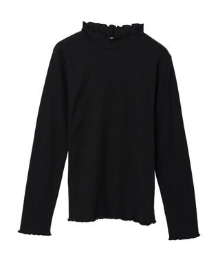 earth music&ecology チェーンリブハイネックプルオーバー Black