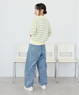 CRAFT STANDARD BOUTIQUE シアーボーダーポロ衿ニットプルオーバー Ivory