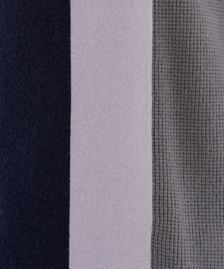 Tiaclasse 配色ワッフル切替ニットチュニック ネイビー