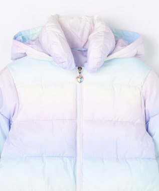 ANY KIDS 【フード取り外し/洗濯機可能】中綿フリル リボンコート レインボー