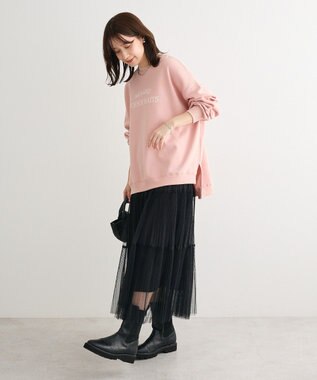 Green Parks 裏起毛ルーズサイズロゴプルオーバー Pink