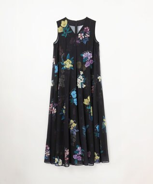 GRACE CONTINENTAL ボタニカルレイヤードワンピース ブラック