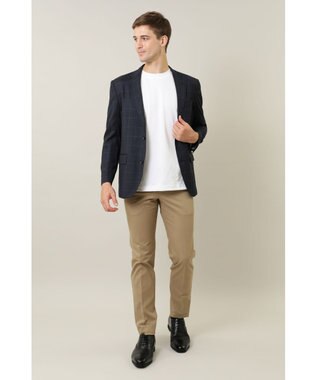 DAKS ウールチェックジャケット ネイビー