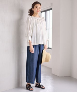 ANY 【手洗い可能/ウエストゴム】ウォッシャブルデニムパンツ ネイビー