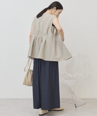 AMERICAN HOLIC 【イージーケア】リネンライクペプラムベスト Gray Beige