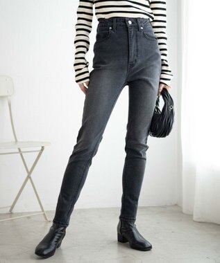 WEGO ハイウエストストレッチスキニーパンツ ブラック