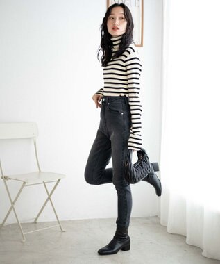 WEGO ハイウエストストレッチスキニーパンツ ブラック