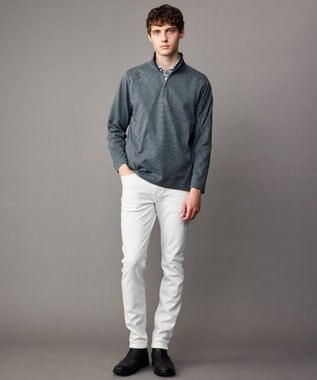 JOSEPH ABBOUD 【保温性/軽量り/ジャパンファブリック】ストライプジャカードジップ  プルオーバー グレー系1