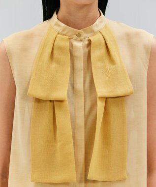 BEIGE， 【洗える】MOYE / シアーウールビックボウタイブラウス Mustard