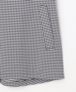 J.PRESS LADIES Lightストレッチチェック スタンドカラー コート ダークネイビーギンガム系