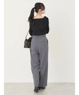 earth music&ecology 肩リボンニットプルオーバー Black