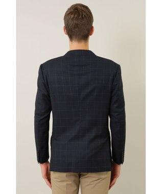 DAKS ウールチェックジャケット ネイビー