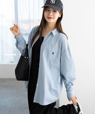 WEGO 【25年秋新色登場★】U.S. POLO ASSN.別注ロングスリーブシャツ ブルーチェック1