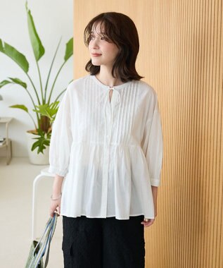 Green Parks ピンタックブラウス White