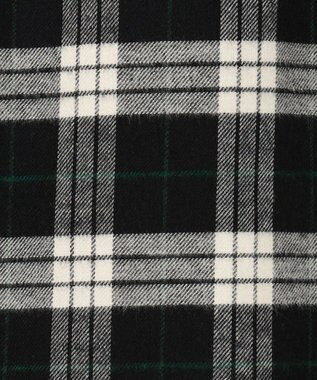 J.PRESS LADIES L コットン起毛タータンチェック シャツ ブラウス ブラック×オフチェック系